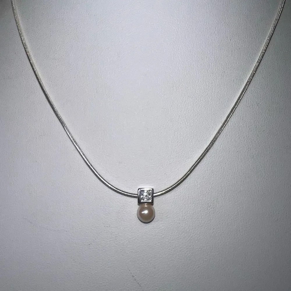 Carolee‎ Vintage Faux Pearl and Rhinestone Charm Necklace